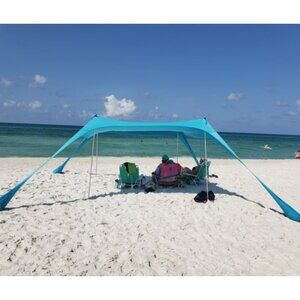 Family Beach Tent Canopy Sun Shade, Pop Up Grande Beach Tent Sun Shelter
